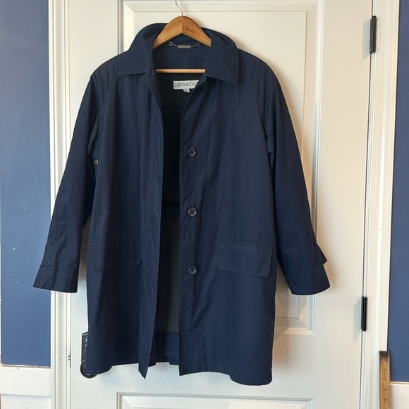 London Fog Coat Reg M size navy blue Button Front Removable Liner jacket - Picture 1 of 16